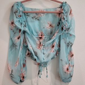 Brand new Intermix top in size two, made of 100% silk floral crop top